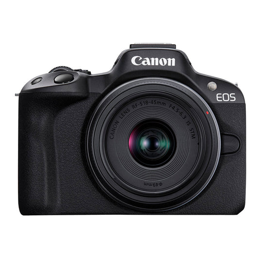 Kit Cámara Canon R50 18-45mm con Memoria Estuche y Curso + Accesorios de REGALOS -OPEN BOX-
