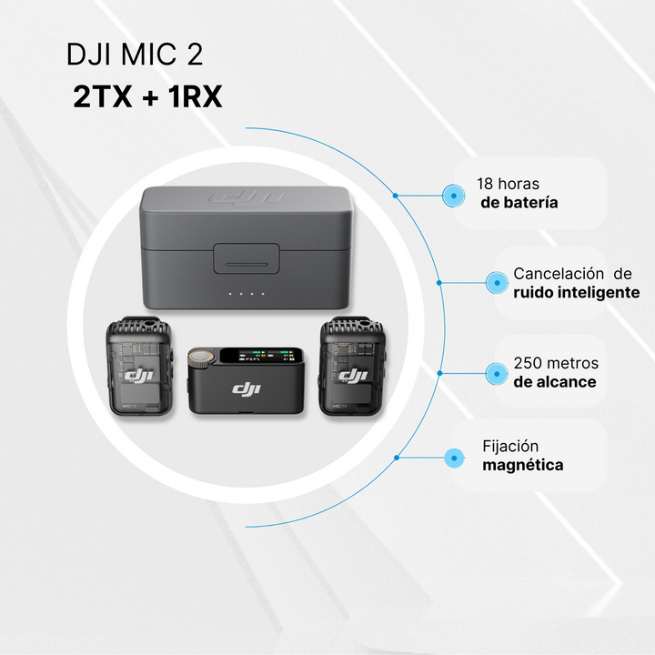 Micrófonos Lavalier Inalámbricos DJI Mic 2 Dual con Estuche de Carga - Profoto