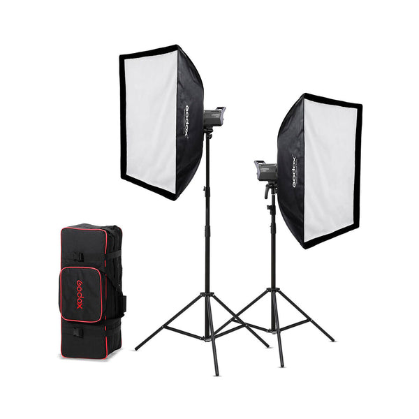 Kit 2 Lámparas Led LA150D Litemons Daylight con Tripies y Softboxs Godox