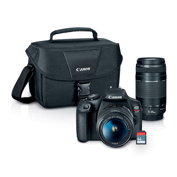 Kit Cámara Canon EOS Rebel T7 con Lentes 18-55mm + 75-300mm + Estuche + Memoria 32GB