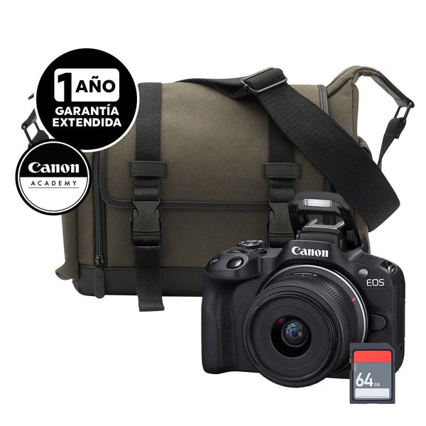 Kit Cámara Canon EOS R50 con RF-S 18-45 mm + Maleta + Memoria + Curso Online