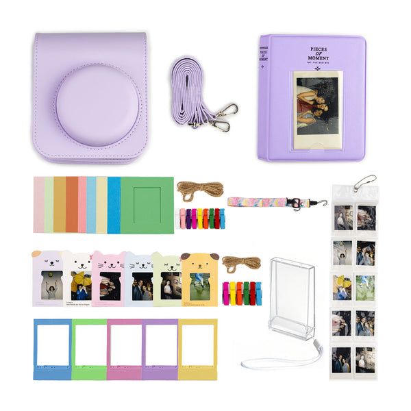 Kit Accesorios 8 en 1 para Instax Mini 12 con Funda y Álbum Morado