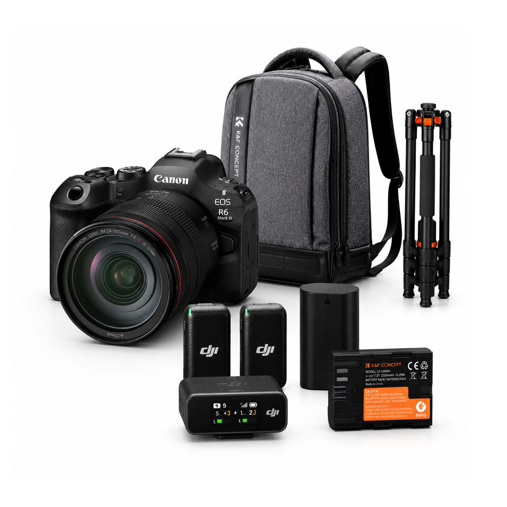 Kit Cámara Canon R6 Mark III RF 24-105mm F4 + DJI Mic + Tripié y Mochi ...