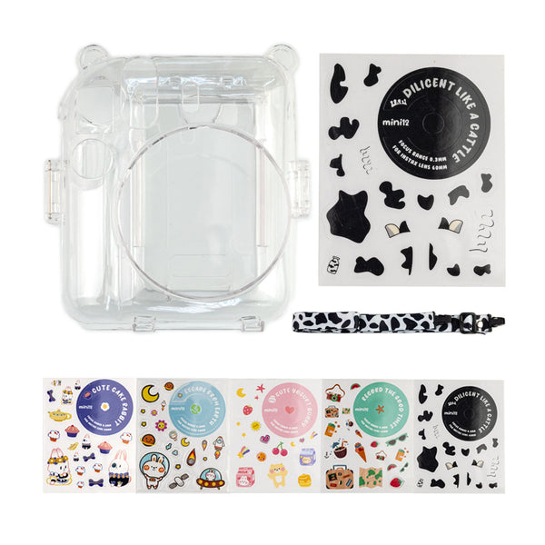 Kit Funda Transparente para Instax Mini 12 con Calcomanías Blanco y Negro