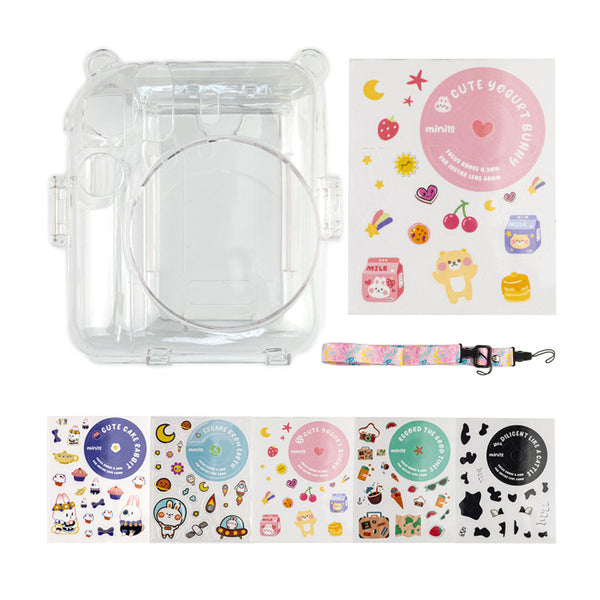 Kit Funda Transparente para Instax Mini 12 con Calcomanías Rosa