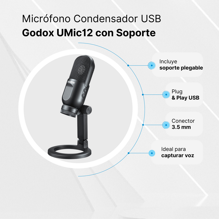 Micrófono Condensador USB EM68G Godox eSports RGB para PC/Mac OS - Profoto