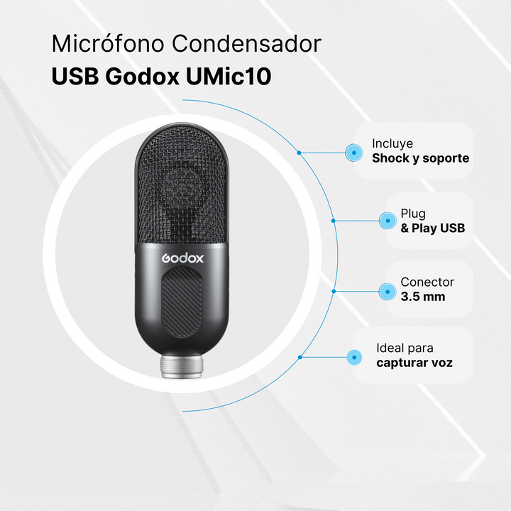 Micrófono Condensador USB EM68G Godox eSports RGB para PC/Mac OS - Profoto