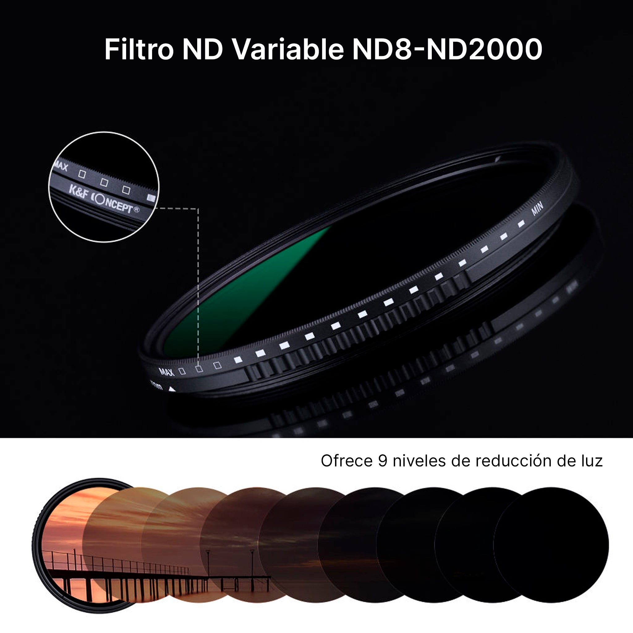 Filtro ND Variabile K&F Concept 46mm: Da ND8 A ND2000 - Senzo Punto X, Nuovo