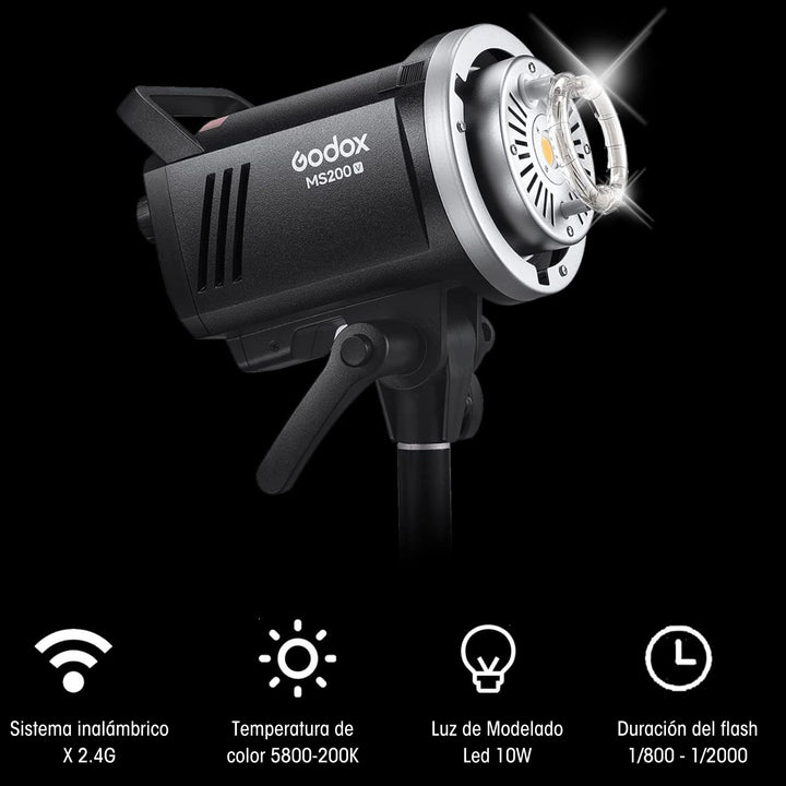 Flash de Estudio Godox MS200V con Luz de Modelado Led - Profoto