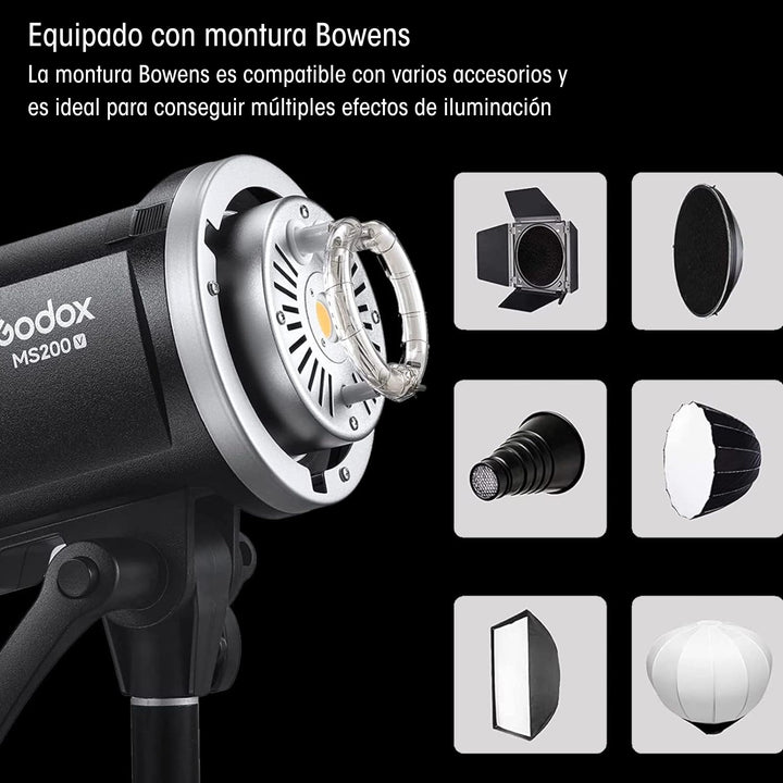 Flash de Estudio Godox MS200V con Luz de Modelado Led - Profoto