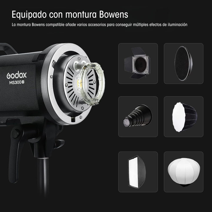 Flash de Estudio Godox MS300V con Luz de Modelado Led - Profoto