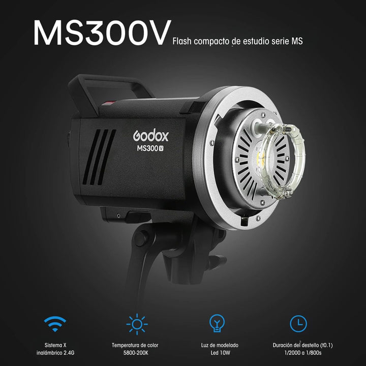 Flash de Estudio Godox MS300V con Luz de Modelado Led - Profoto