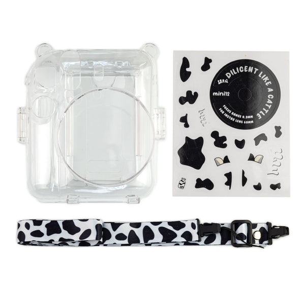 Funda Transparente para Cámara Instantánea Instax Mini 12 con Accesorios Blanco y Negro