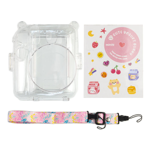 Funda Transparente para Cámara Instantánea Instax Mini 12 con Accesorios Rosa