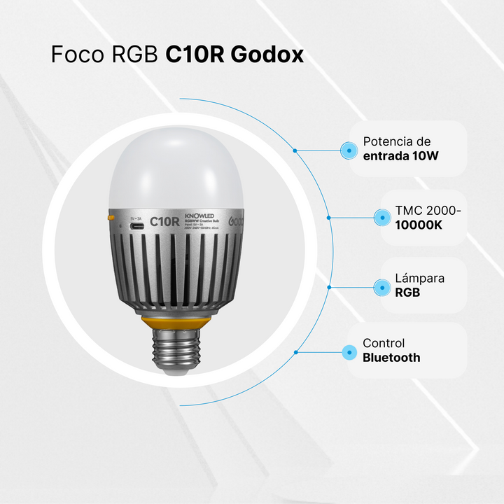 Foco LED Inteligente Godox Knowled C10R RGB - Profoto