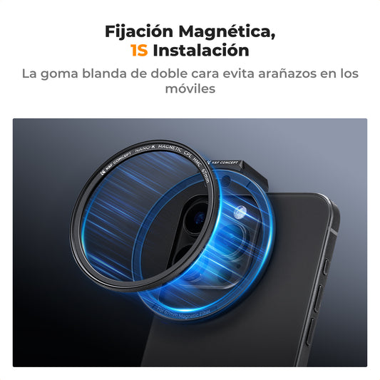 Kit Filtro CPL Magnético K&F Concept 67mm con Clip-on para Celular