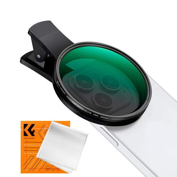 Kit Filtro K&F Concept ND2–32 67mm con Clip-on para Celular