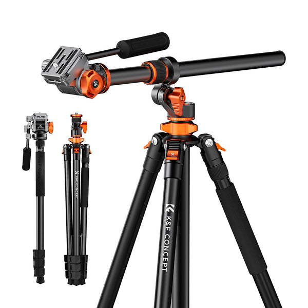 Tripie Monopie K&F Concept T254A7 Aleación de Aluminio con Cabezal 360º