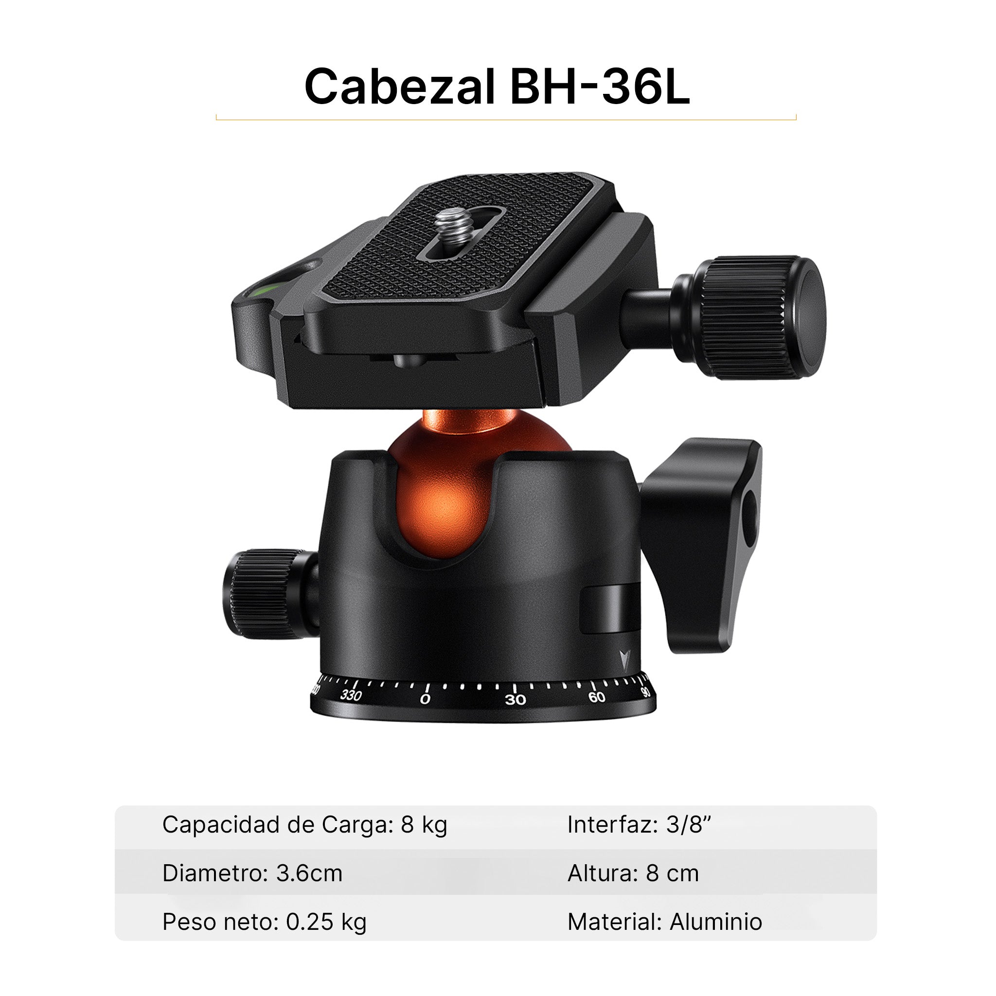 Tripie K&amp;F Concept K254C2 Fibra de Carbono Cabezal 360° Tipo Arca