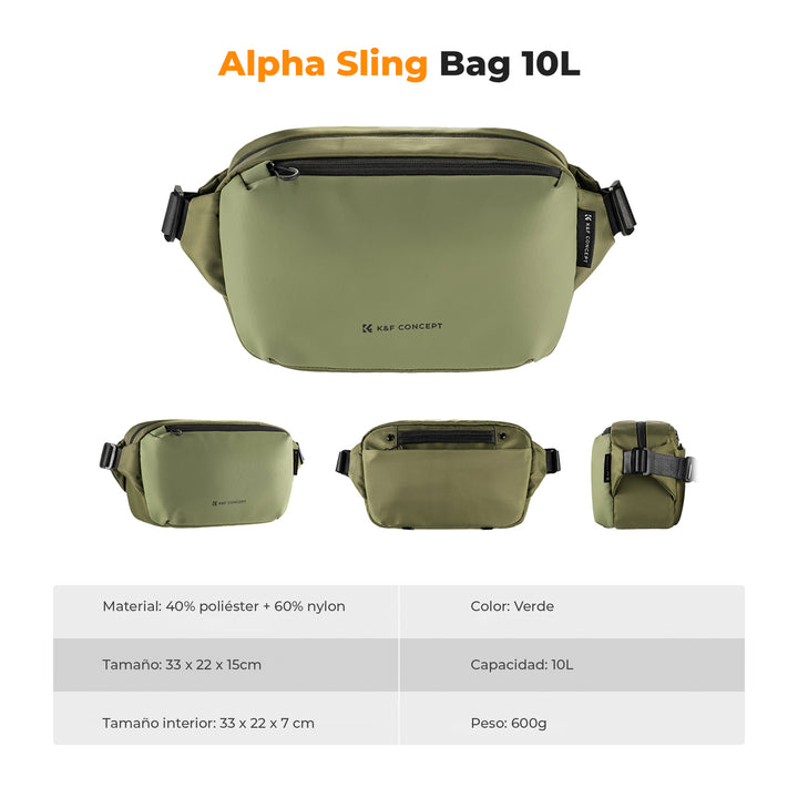 Mochila de Hombro K&F Concept Alpha Sling 10L Verde - PROFOTO