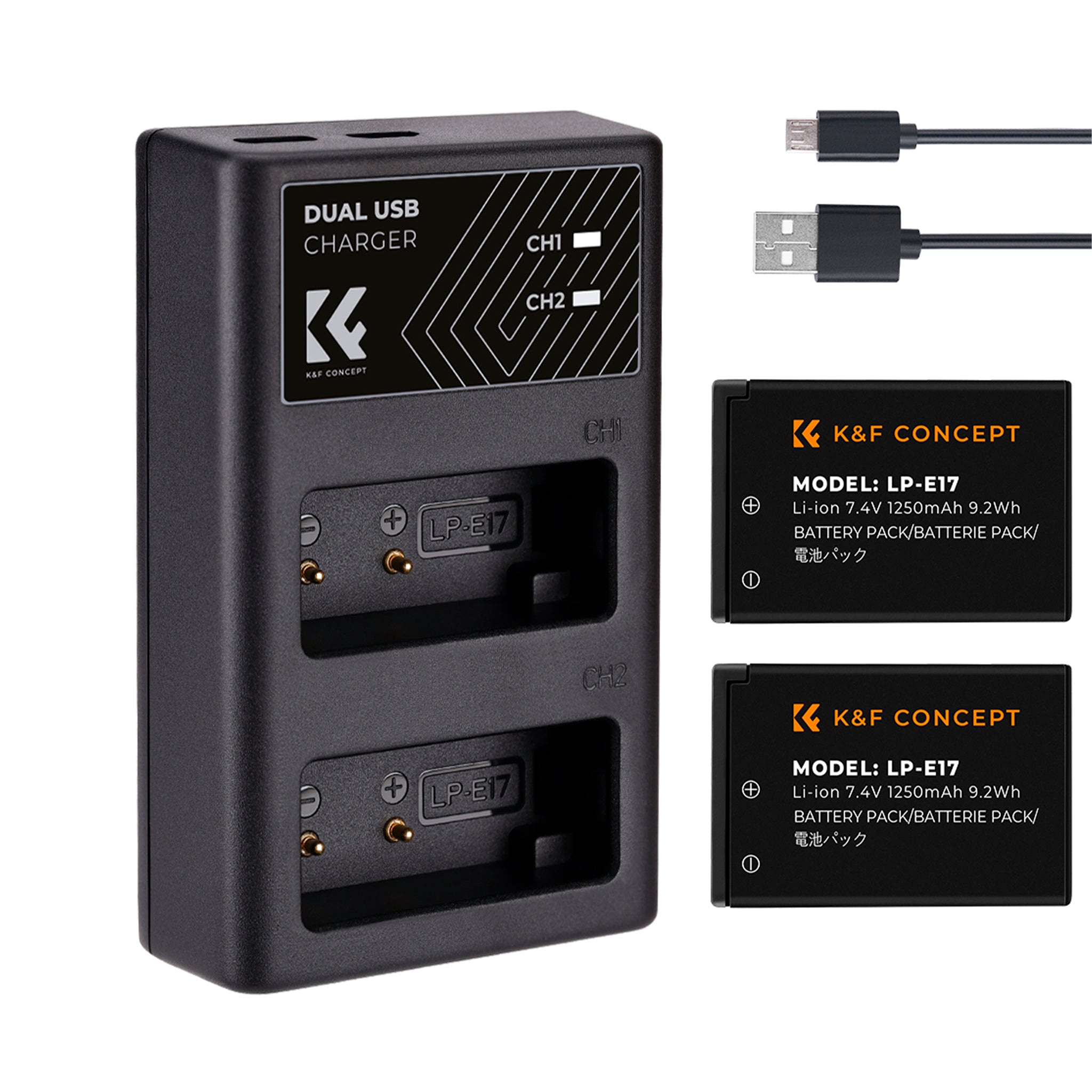 Pack 2 Baterías LP-E17 Y Cargador Dual USB-C Para Canon EOS R8, RP, R10, R50, R100, 200D, Etc.