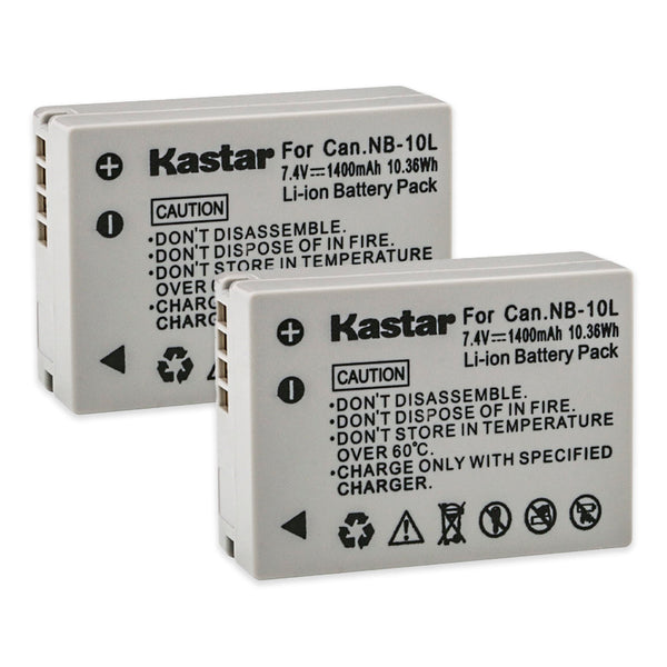 Kit 2 Baterías Recargables NB-10L Kastar para Cámara Canon