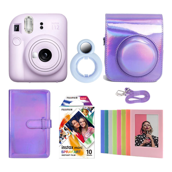 Kit Cámara Instantánea Instax Mini 12 Morada con Funda y Accesorios