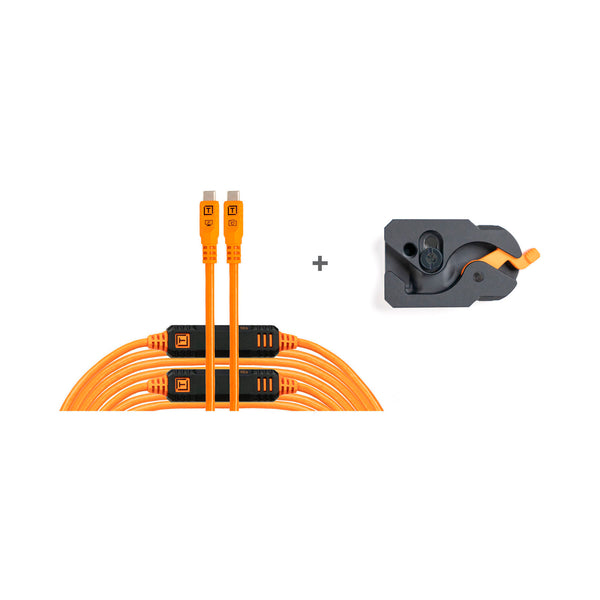 Cable TetherPro Optima USB-C Right Angle 9.5m + LeverLook Tether Tools - Naranja