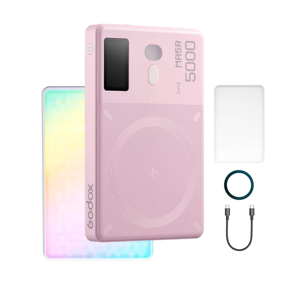 Lámpara LED Godox MA5R RGB Compacta con PowerBank Rosa