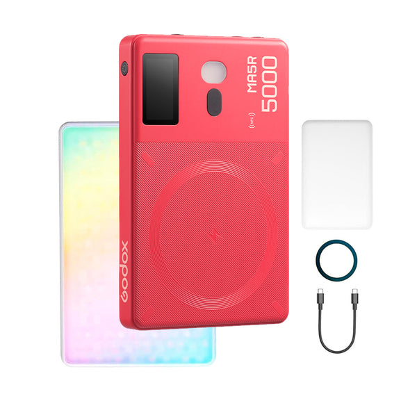 Lámpara LED Godox MA5R RGB Compacta con PowerBank Rojo