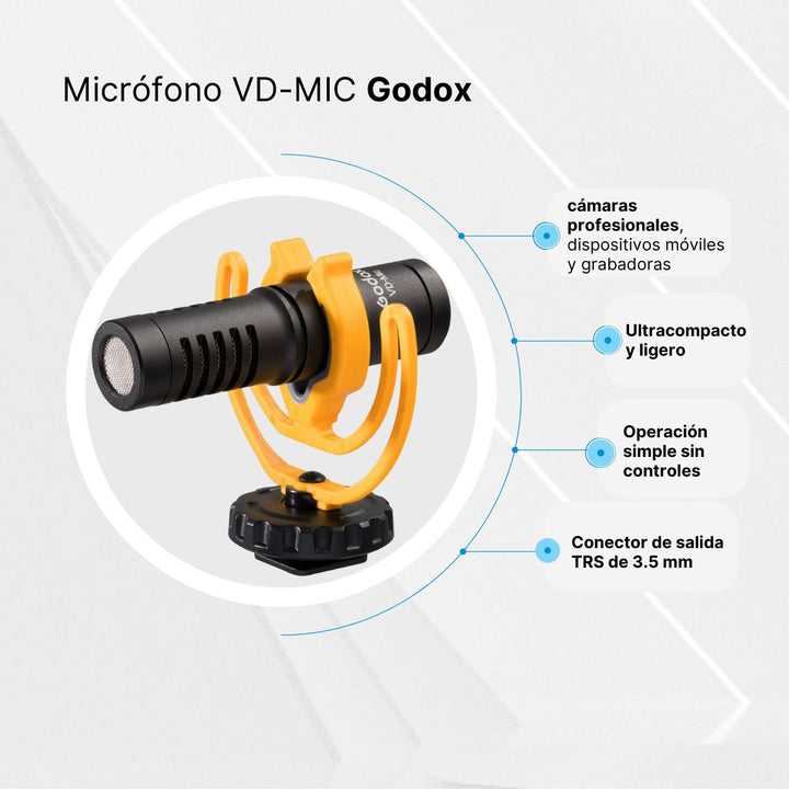 Micrófono Shotgun Compacto Godox VD-MIC TRS a TRRS 3.5mm - Profoto