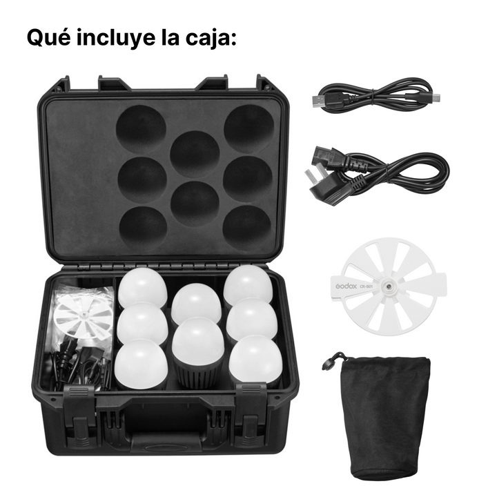 Kit 8 Focos LED RGB Godox Knowled C7R-K8 con Estuche de Carga - Profoto