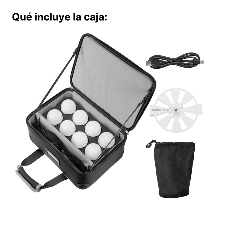 Kit 8 Focos LED RGB Godox Knowled C10R-K8 con Estuche - Profoto