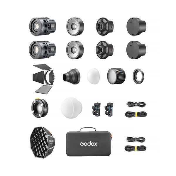 Kit 2 Lámparas LED Godox RS60R RGB con Accesorio de Proyección + Estuche