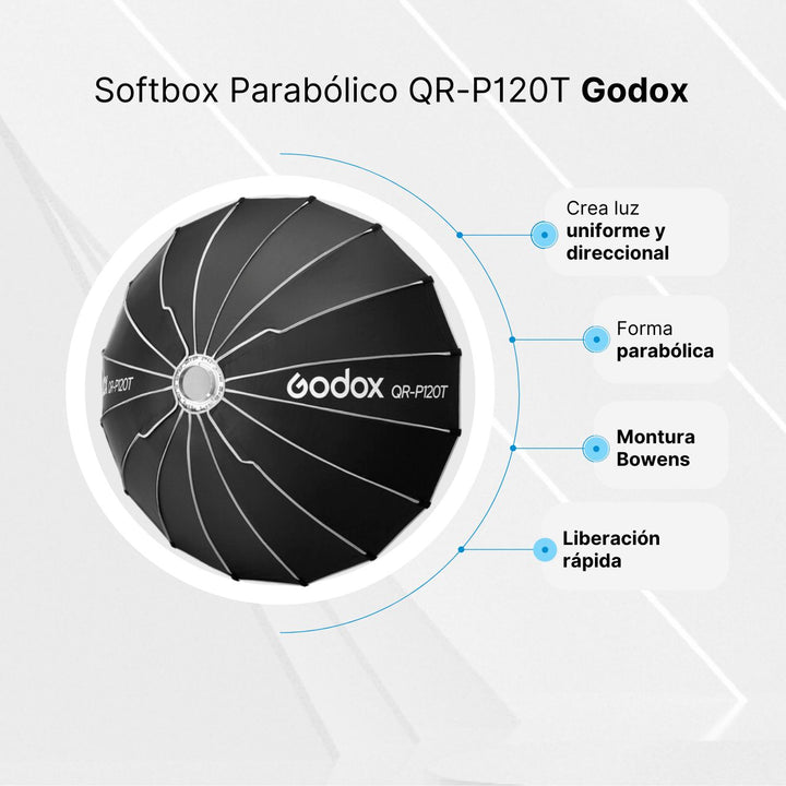 Softbox Parabólico Godox QR-P120T Montura Bowens 120 cm - Profoto