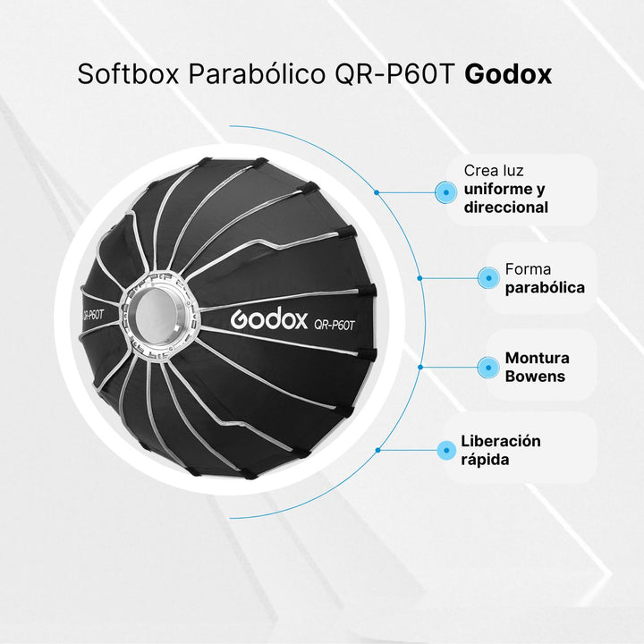 Softbox Parabólico Godox QR-P60T Montura Bowens 60 cm - Profoto