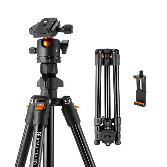 Tripie K&F Concept K234A0 Aleación Aluminio Cabezal 360° con Soporte Celular