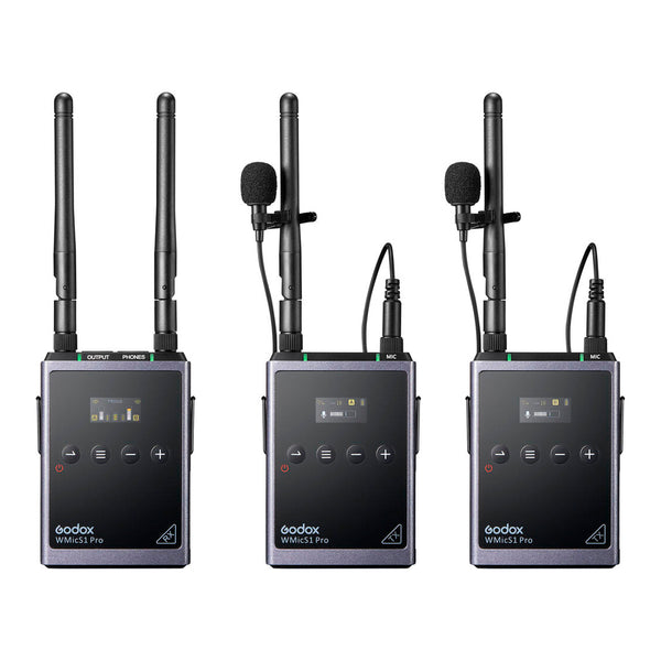 Sistema de Micrófono Inalámbrico Lavalier Godox WMicS1 Pro Dual UHF