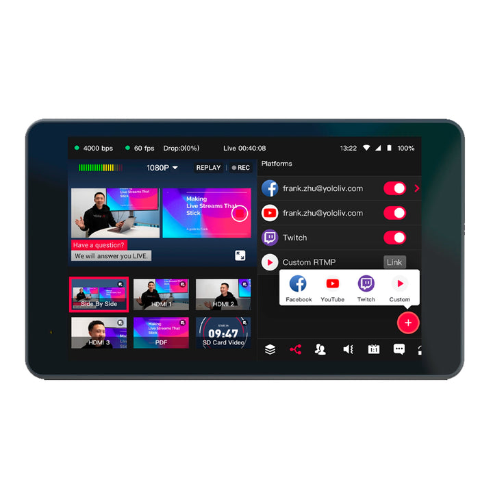 Switcher de video YoloBox PRO con Monitor Grabador para Live Streaming Yololiv - Profoto