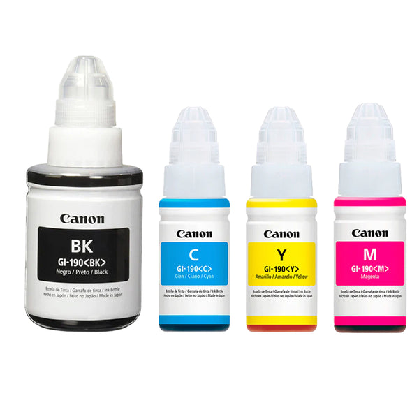 Kit 4 Tintas Canon GI-190 para Impresora Pixma