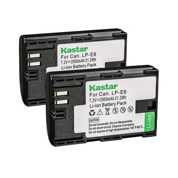 Kit de 2 Batería Kastar LP-E6 Canon 6D 7D