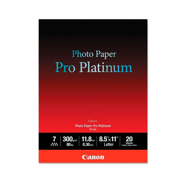 Papel Fotográfico Canon Pro Platinum PT-101 8.5x11" 20 Hojas