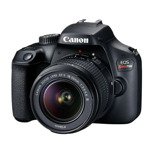 Cámara Canon DSLR EOS Rebel T100 con lente EF-S 18-55mm III