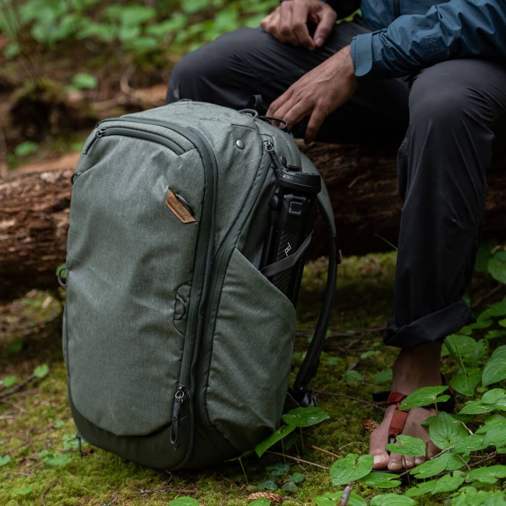 Travel backpack peak design top