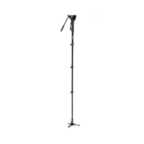 Monopie Manfrotto XPRO de 4 Secciones con Cabezal y Base Fluidtech