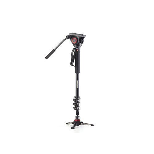 Monopie Manfrotto XPRO de 4 Secciones con Cabezal y Base Fluidtech