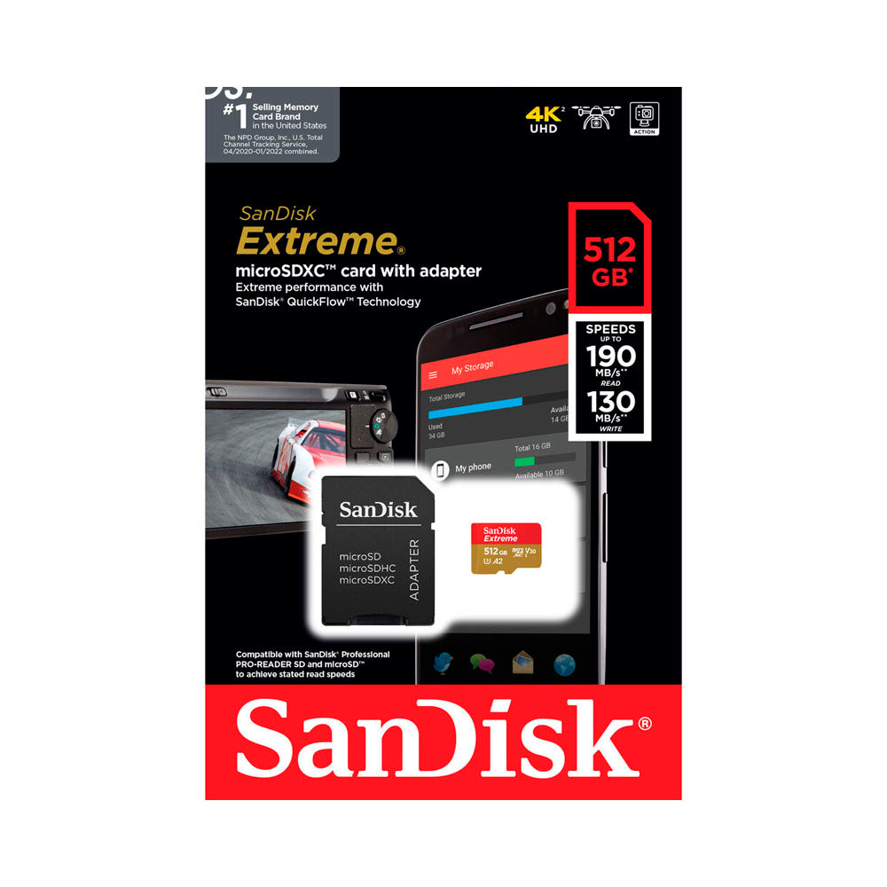 Tarjeta de Memoria 512GB MicroSD Extreme 190 MB S Sandisk
